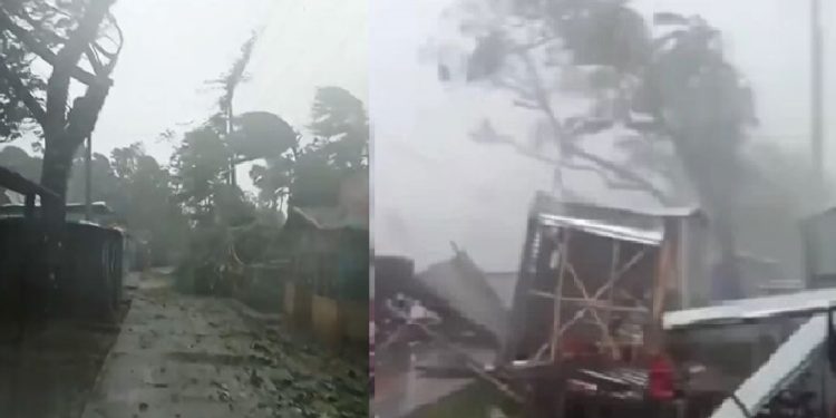 ঘূর্ণিঝড় মোখার তাণ্ডবে লন্ডভন্ড সেন্টমার্টিন