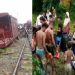 যশোরে ট্রেন লাইনচ্যুত, তেল সংগ্রহে হুমড়ি খেয়ে পড়েছে স্থানীয় মানুষ