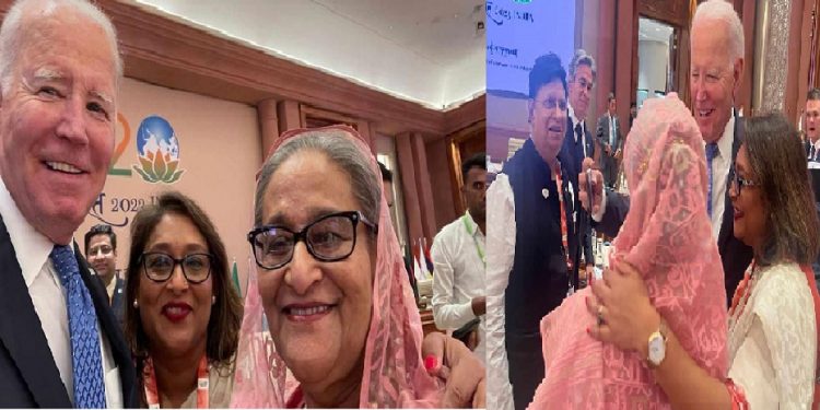 শেখ হাসিনা ও তার কন্যাকে নিয়ে নিজেই সেলফি তুললেন জো বাইডেন