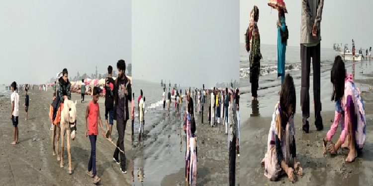 সাগরকন্যা কুয়াকাটা সমুদ্র সৈকতে ভিড় জমিয়েছে হাজারো পর্যটক