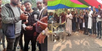 পটুয়াখালীতে প্যারোলে মুক্তি নিয়ে ডান্ডাবেড়ী পায়ে বাবার জানাজায় ছাত্রদল নেতা