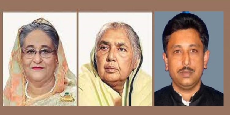 জাতীয় সংসদের নেতা শেখ হাসিনা,উপনেতা মতিয়া চৌধুরী,চিফ হুইপ নূর ই আলম