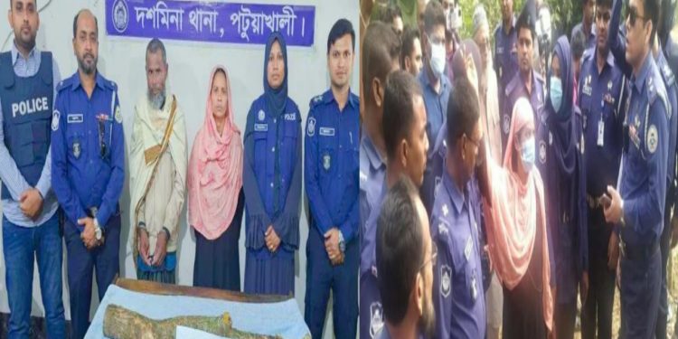 পটুয়াখালীতে নিজ সন্তানকে হত্যার ঘটনায় মা ও চাচা গ্রেফতার