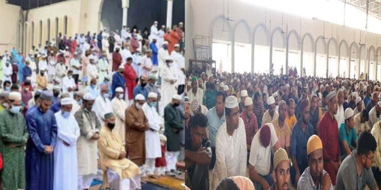 জুমাতুল বিদায় জাতীয় মসজিদ বায়তুল মোকাররমে মুসল্লিদের ঢল