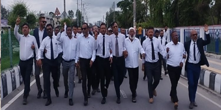 শিক্ষার্থীদের উপর হামলার প্রতিবাদে পটুয়াখালীতে আইনজীবী ফোরামের বিক্ষোভ মিছিল