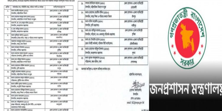 ২৫ জেলায় নতুন জেলা প্রশাসক নিয়োগ