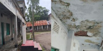 কলাপাড়ায়- ফরিদগঞ্জ মাধ্যমিক বিদ্যালয়ের শ্রেনিকক্ষ পরিত্যক্ত, ভবন সঙ্কট, জরাজীর্ণ টিনের ঘরে পাঠদান