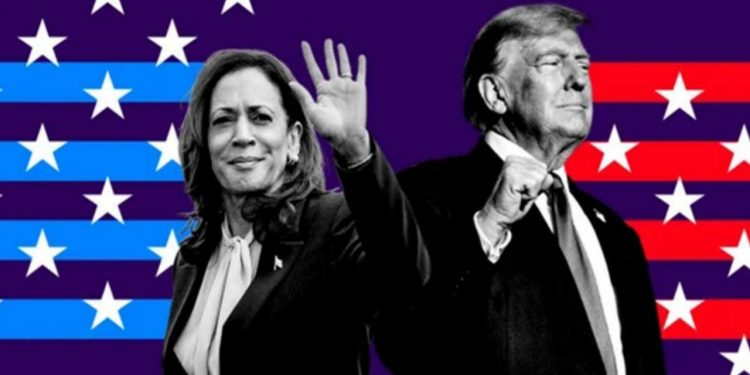 যুক্তরাষ্ট্রের ৪৭তম প্রেসিডেন্ট নির্বাচনে প্রথম ভোটকেন্দ্রে ড্র করলেন কমলা-ট্রাম্প