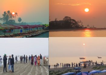 বছরের প্রথম সূর্যোদয় দেখতে সাগরকন্যা কুয়াকাটা সমুদ্র সৈকতে হাজার হাজার পর্যটক