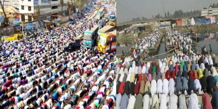 নদীর তীরে বিশ্ব ইজতেমার প্রথম পর্ব, লাখো মুসল্লির অংশগ্রহণে জুমার নামাজ আদায়