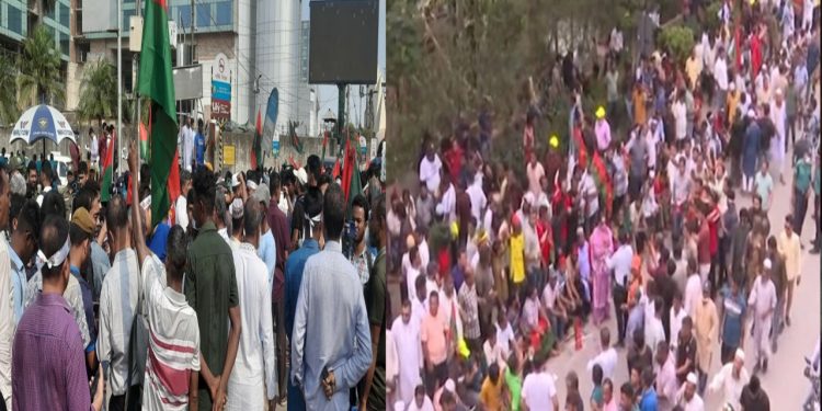 বেগম খালেদা জিয়াকে স্বাগত জানাতে বিমানবন্দর ও রাস্তার দুই পাশের বিএনপির কর্মী-সমর্থকদের ঢল