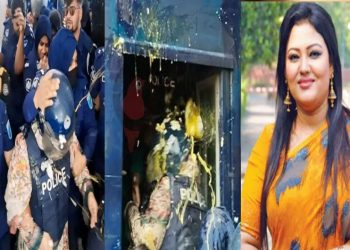 আদালত পাড়ায় মমতাজের ওপর বৃষ্টির মতো ডিম নিক্ষেপ