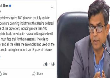জুলাই গণহত্যার জন্য শেখ হাসিনাকে অবশ্যই বিচারের মুখোমুখি হতে: শফিকুল আলম